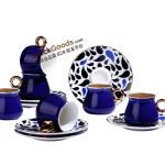 Royal Blue Porcelain Turkish Coffee Cup & Saucer Set